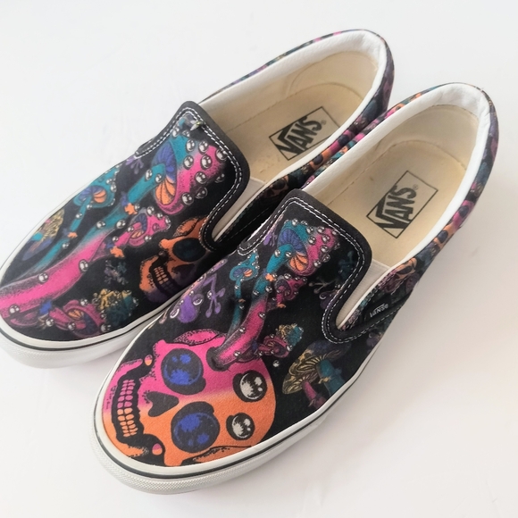 Vans Slip-On Trippy Dip Psychedelic Skull/Frog/Mushroom Men's 11.5 - Picture 1 of 12